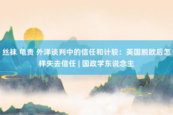 丝袜 龟责 外洋谈判中的信任和计较：英国脱欧后怎样失去信任 | 国政学东说念主