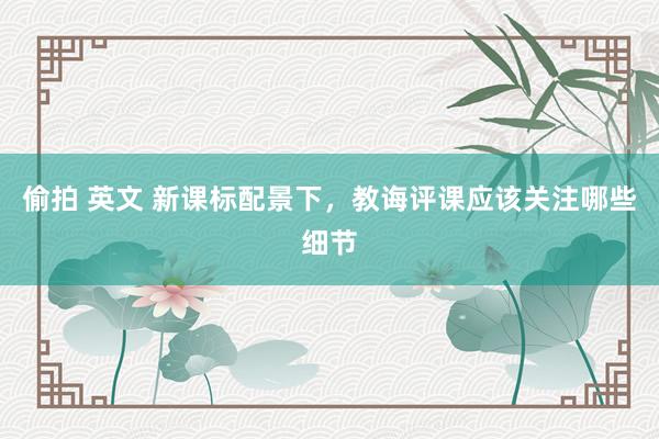 偷拍 英文 新课标配景下，教诲评课应该关注哪些细节